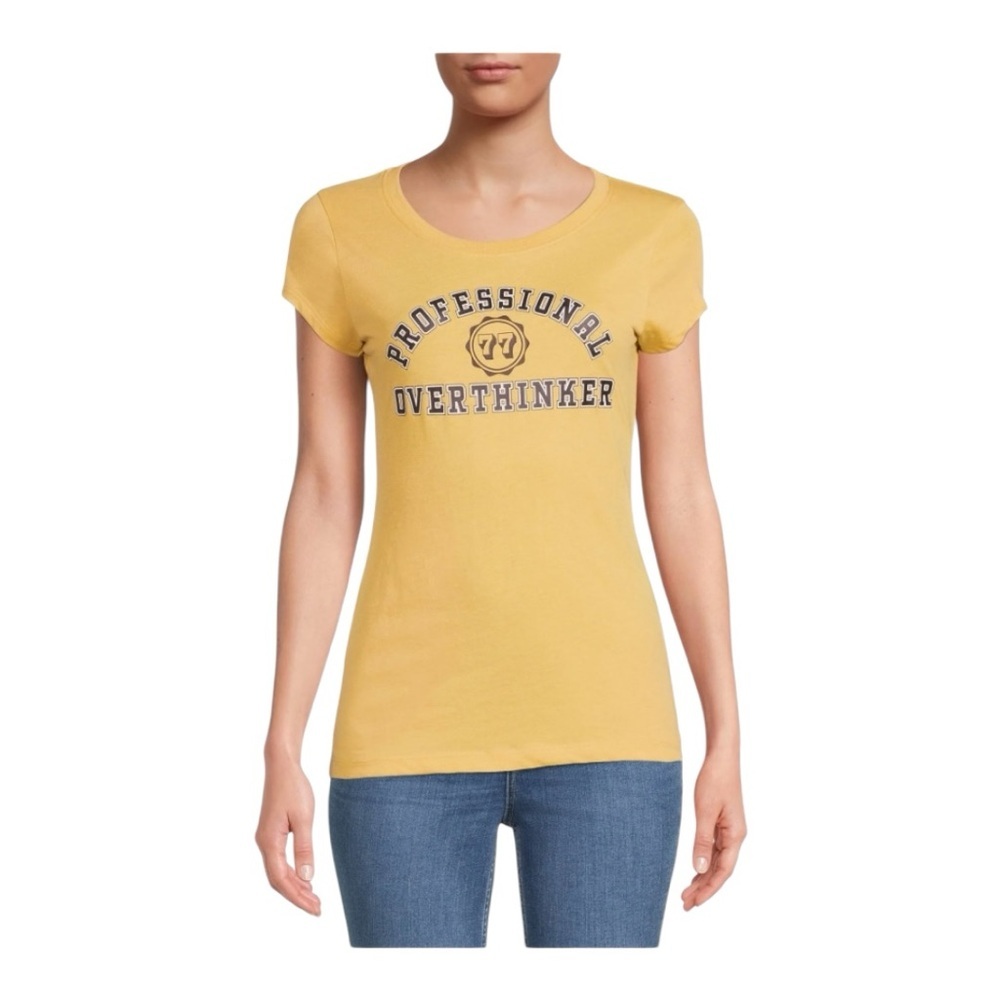 Wound Up Yellow Fitted Cap Sleeve Tee Size L( 11-13)